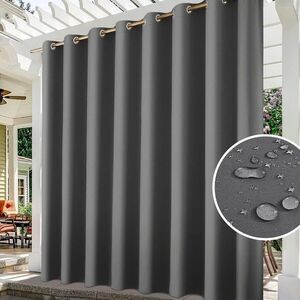 Grey Outdoor Curtains for Patio Waterproof Extra Wide, 100 X 84 Inch Black